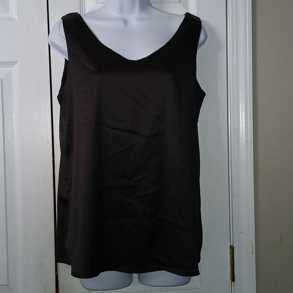 Black sleeveless casual sexy  blouse Sz L EUC